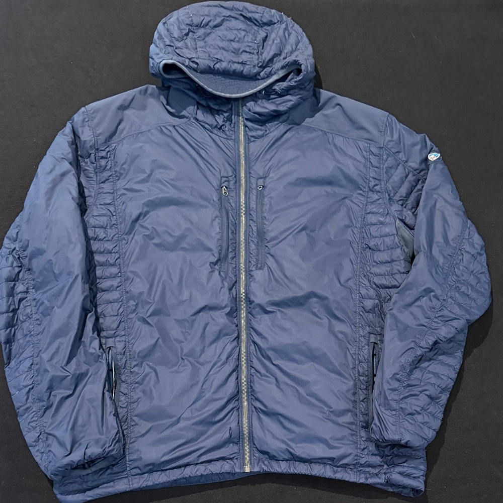 KUHL Blue Spyfire Goose Down‎ Full Zip Hooded Jacket Size XXL